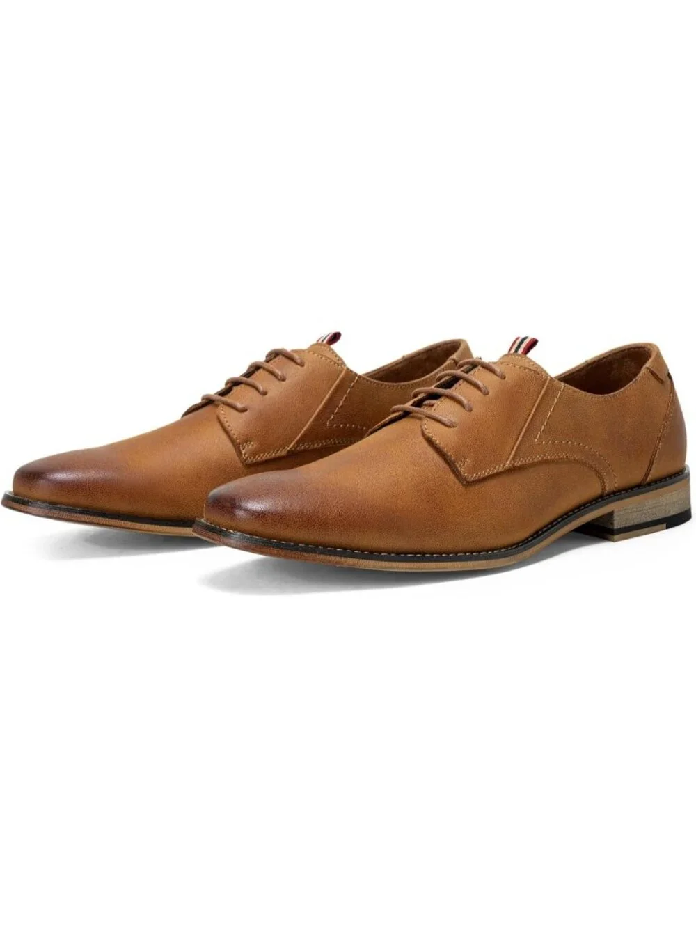 Men's Brown Leather Classic Plain Toe Lace Up Business Oxford Dress Causal Shoes